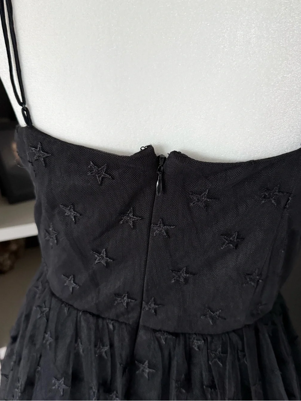 J. Crew Black Star-Embroidered Midi Dress